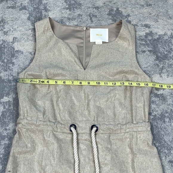 Maeve Anthropologie Linen Blend Flaxen Dress Sleeveless Rope Waist Beige Sz 0 - Picture 7 of 12